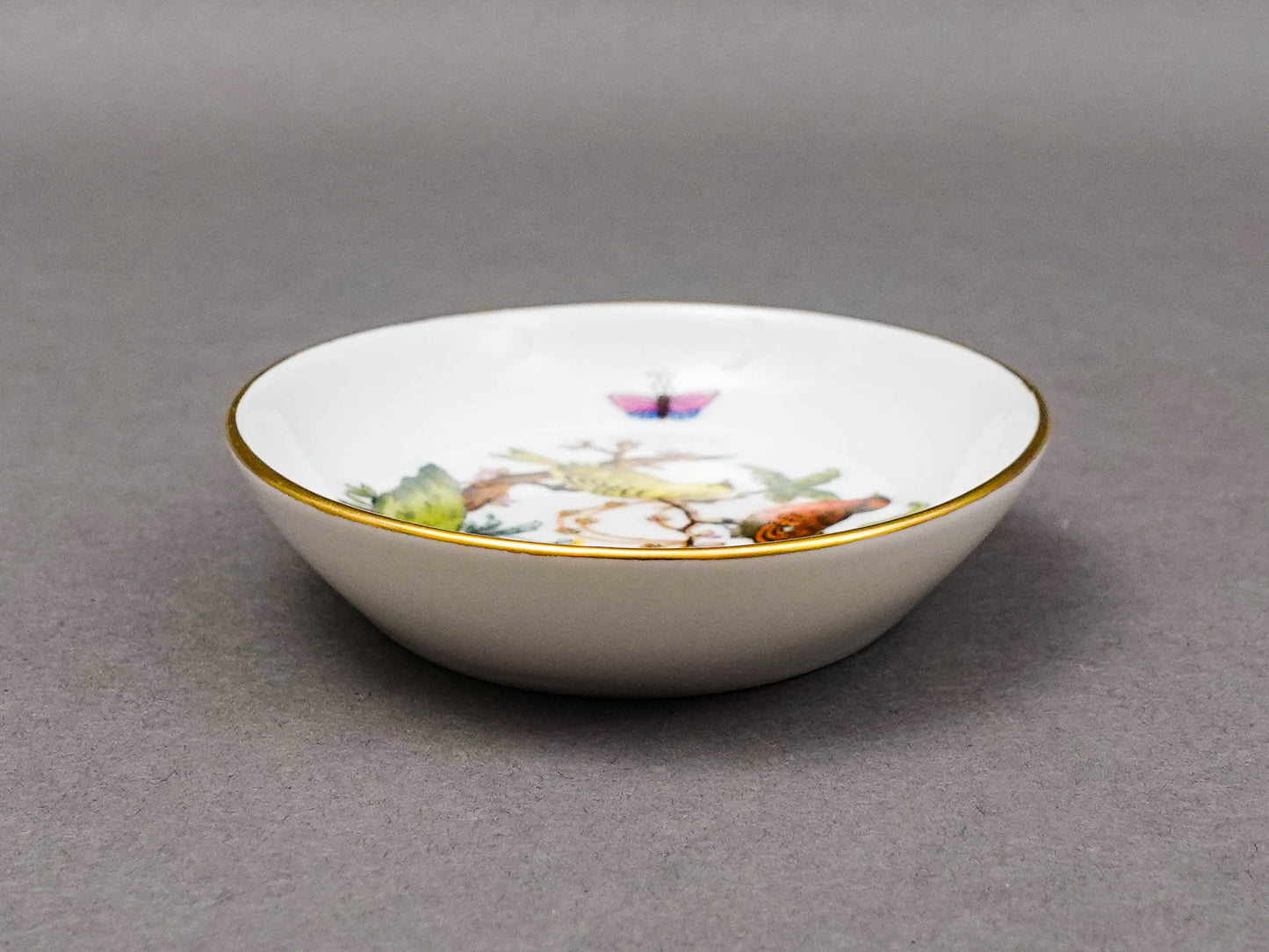 Herend Hungary Rothschild Bird Porcelain Oval Trinket Dish Butter Pat Tray 7781