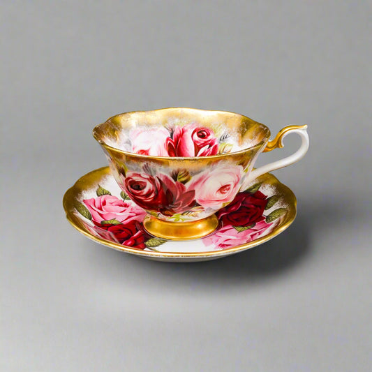 Royal Albert England Summer Bounty Series Ruby Tea Cup & Saucer