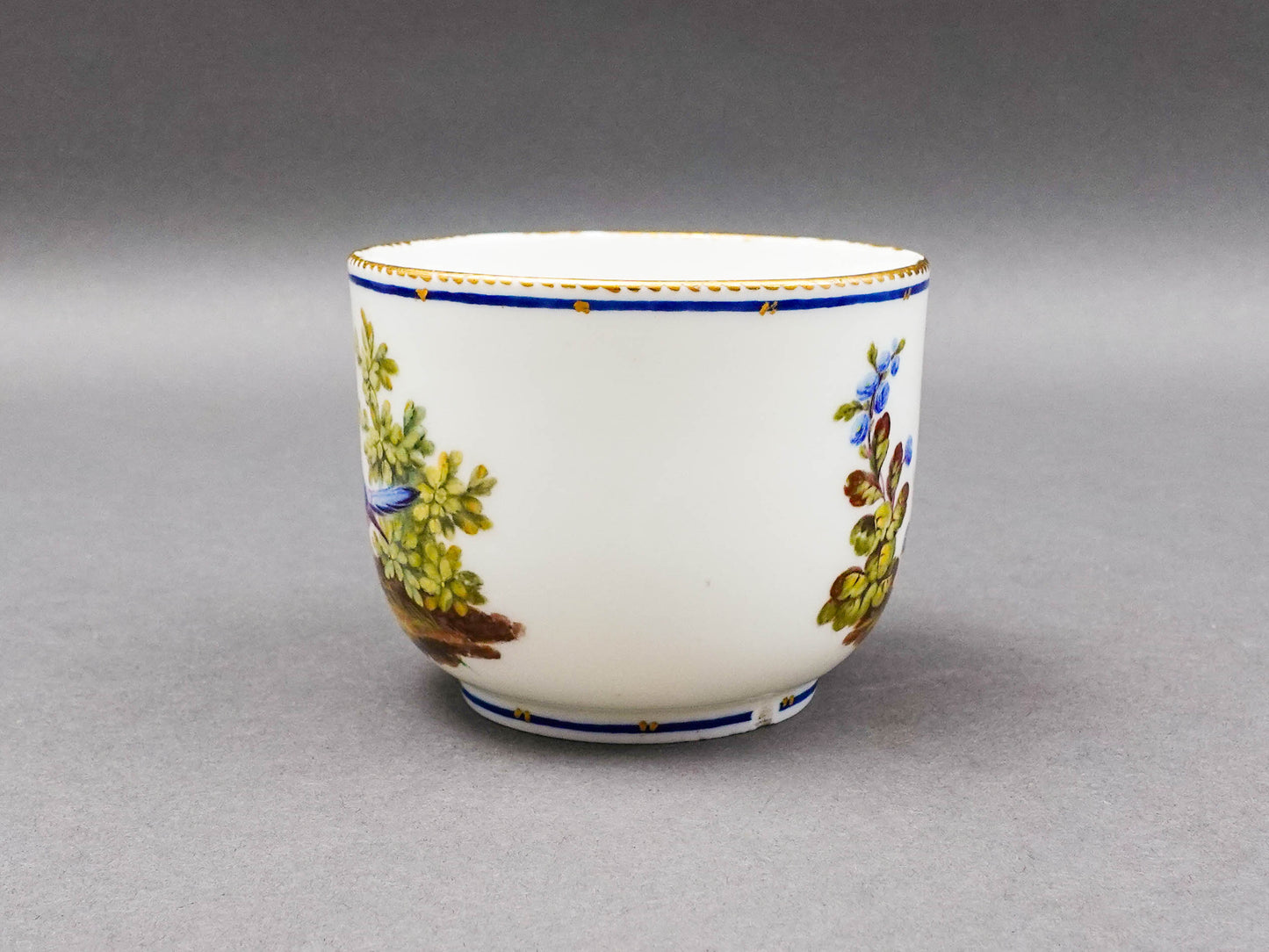 Sevres Francois Joseph Aloncle Hand Painted Birds Open Sugar Bowl Cup Circa 1772