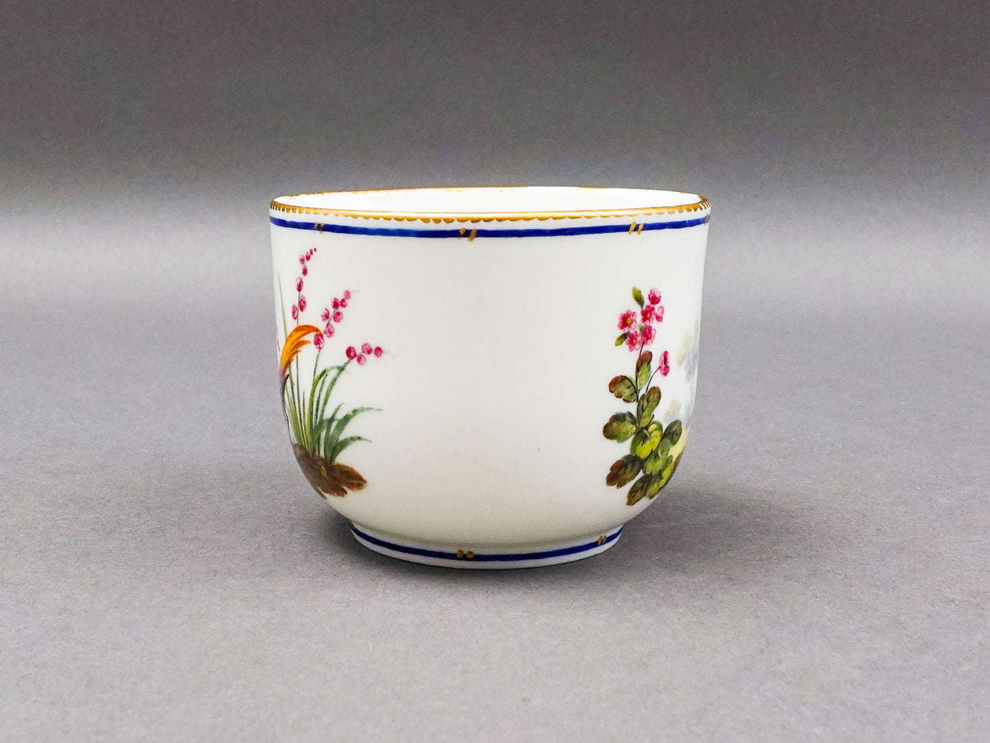 Sevres Francois Joseph Aloncle Hand Painted Birds Open Sugar Bowl Cup Circa 1772