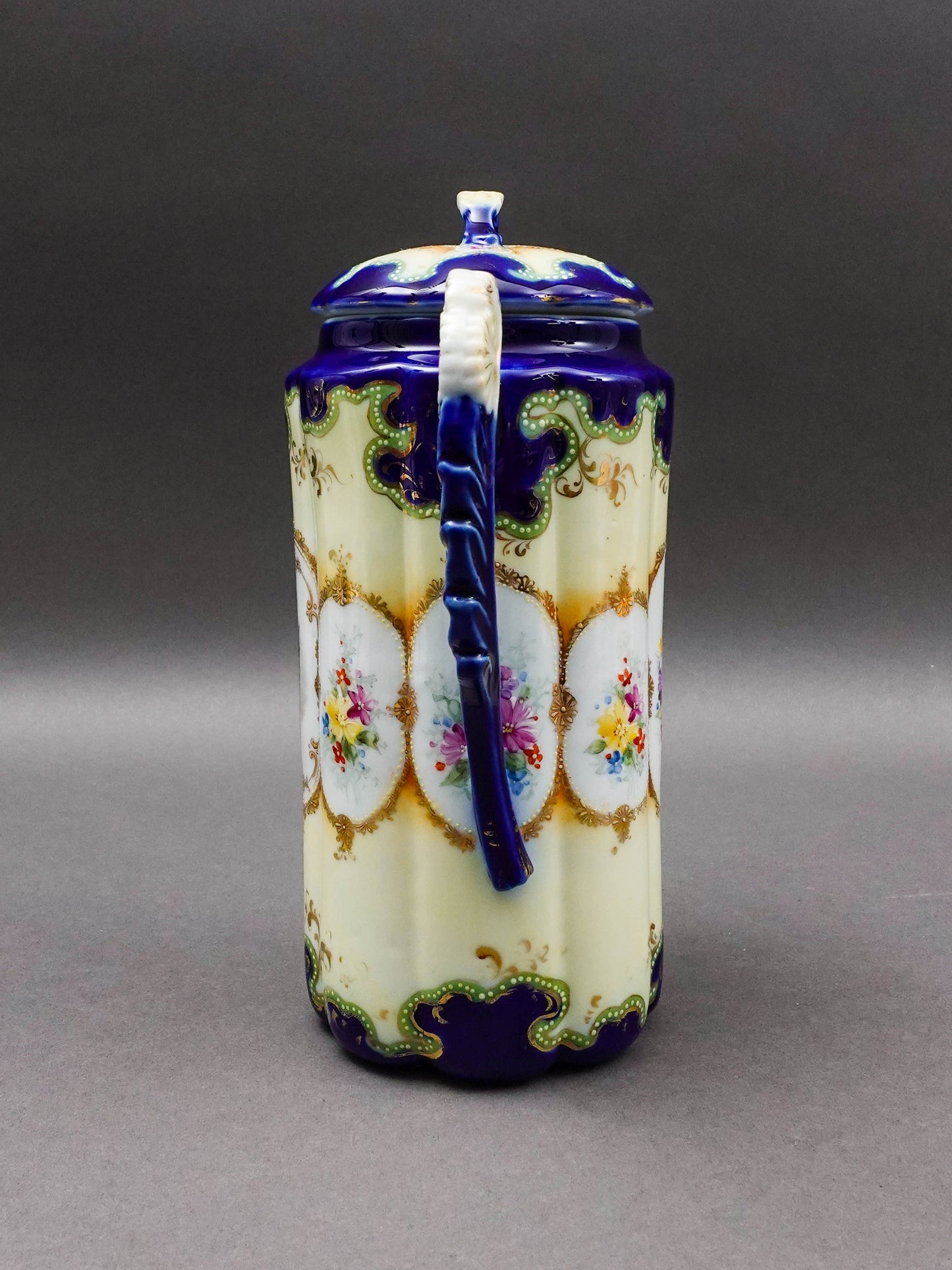 Nippon Antique Hand Painted Josephine Portrait Floral Porcelain Chocolate Pot