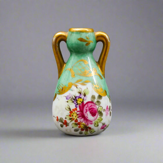 Sevres France Antique Hand Painted Floral Porcelain Miniature Bud Vase 3"