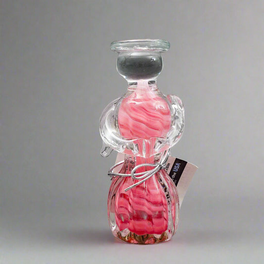 Blenko Angel Pink Swirl Hand Blown Art Glass Figurine Sculpture 5 3/8"