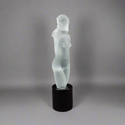 Dino Rosin (Italian, 1948) Female Woman Frosted Murano Art Glass Sculpture 26"