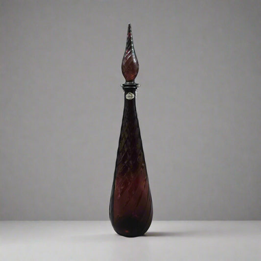 Guildcraft Italy MCM Amethyst Empoli Glass Decanter Genie Bottle 22 3/4"