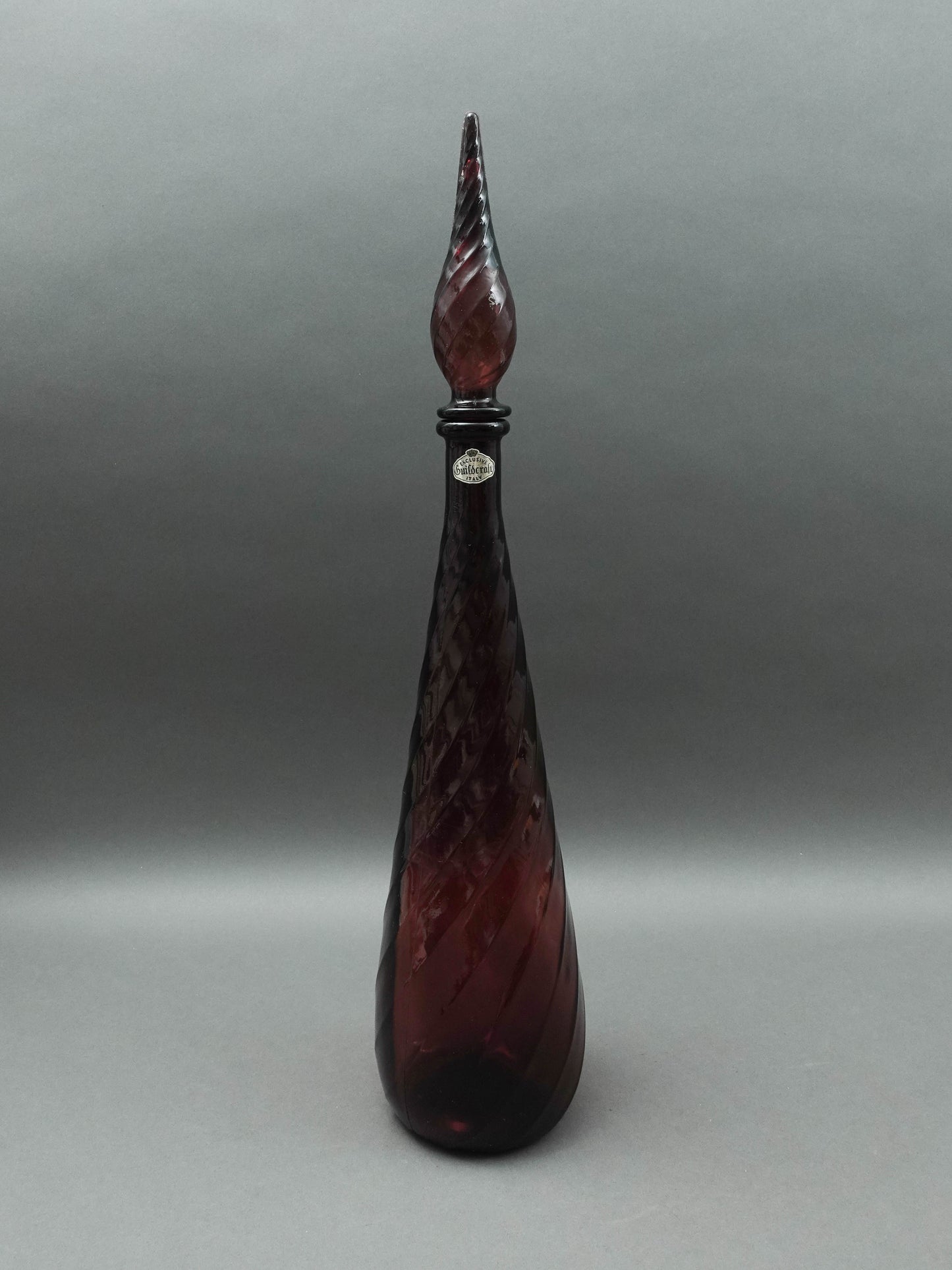 Guildcraft Italy MCM Amethyst Empoli Glass Decanter Genie Bottle 22 3/4"