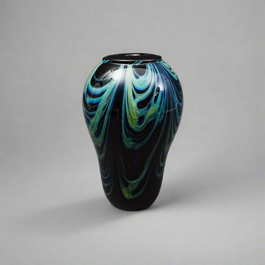 William Worcester Signed 1975 Hawaiian Maui Studio Art Glass Vase 7 5/8"