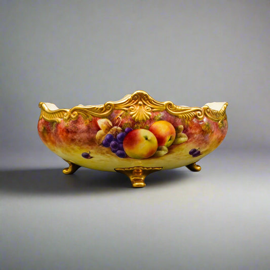 Coalport England Richard Budd Signed Hand Painted Fruit Centerpiece Bowl (Read)