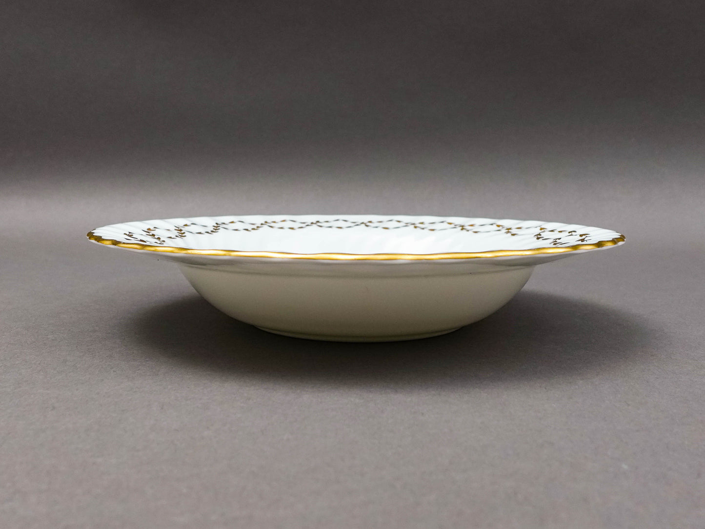 Minton England S600 Gold Leaves Light Blue Swirl Rimmed Soup Bowl Set Of 4