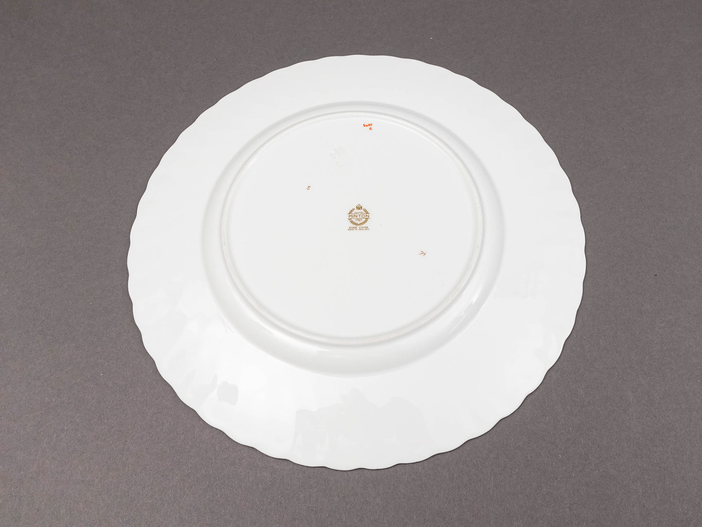 Minton England S600 Gold Leaves Light Blue Swirl 10 5/8" Dinner Plate Set Of 4
