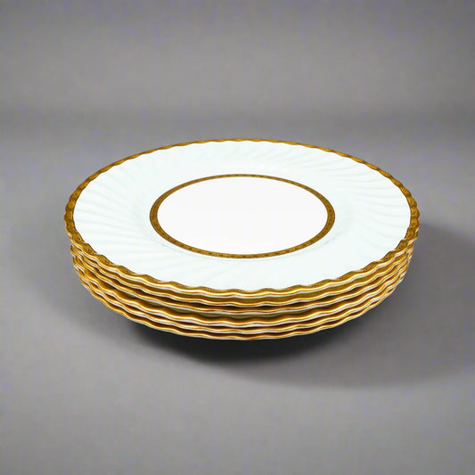 Minton England H5200 Gold Encrusted Light Blue Embassy Dinner Plate Set Of 6