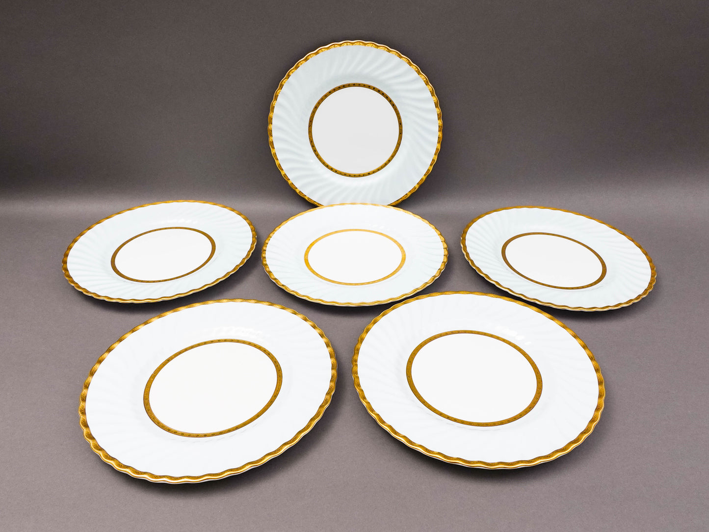 Minton England H5200 Gold Encrusted Light Blue Embassy Dinner Plate Set Of 6