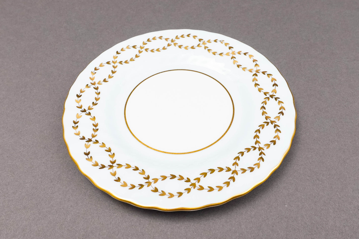 Minton England S600 Gold Laurel Leaves Light Blue Bread & Butter Plate Set Of 6
