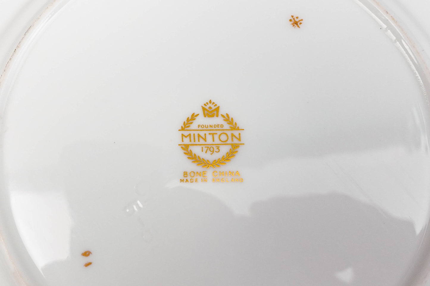 Minton England S600 Gold Laurel Leaves Light Blue Bread & Butter Plate Set Of 6