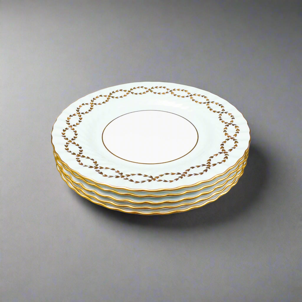 Minton England S600 Gold Laurel Leaves Light Blue Salad Dessert Plate Set Of 6