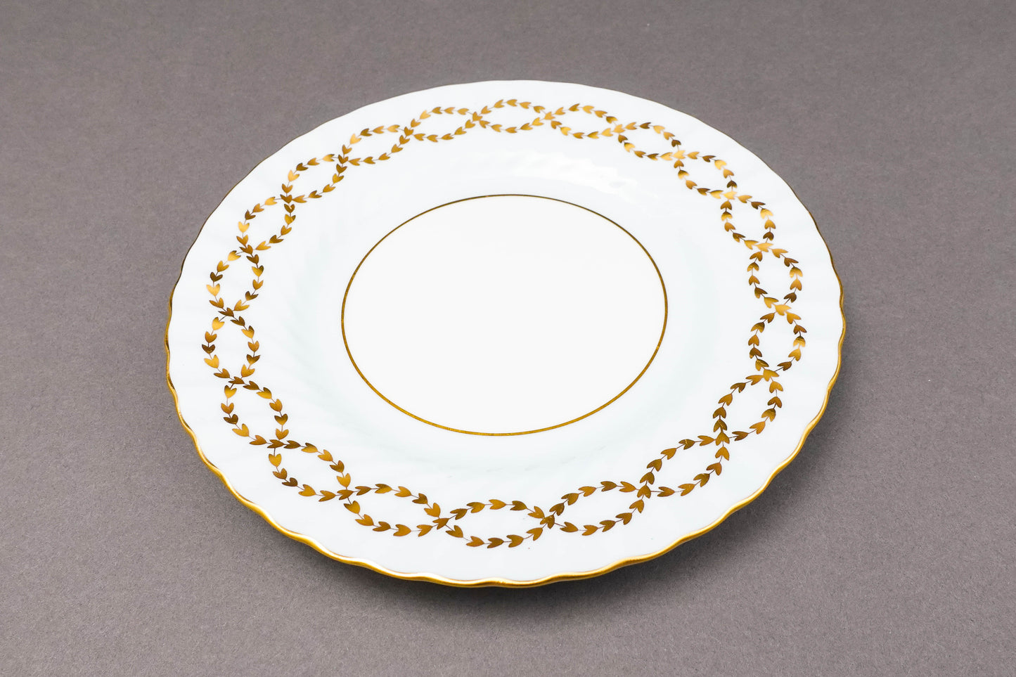 Minton England S600 Gold Laurel Leaves Light Blue Salad Dessert Plate Set Of 6