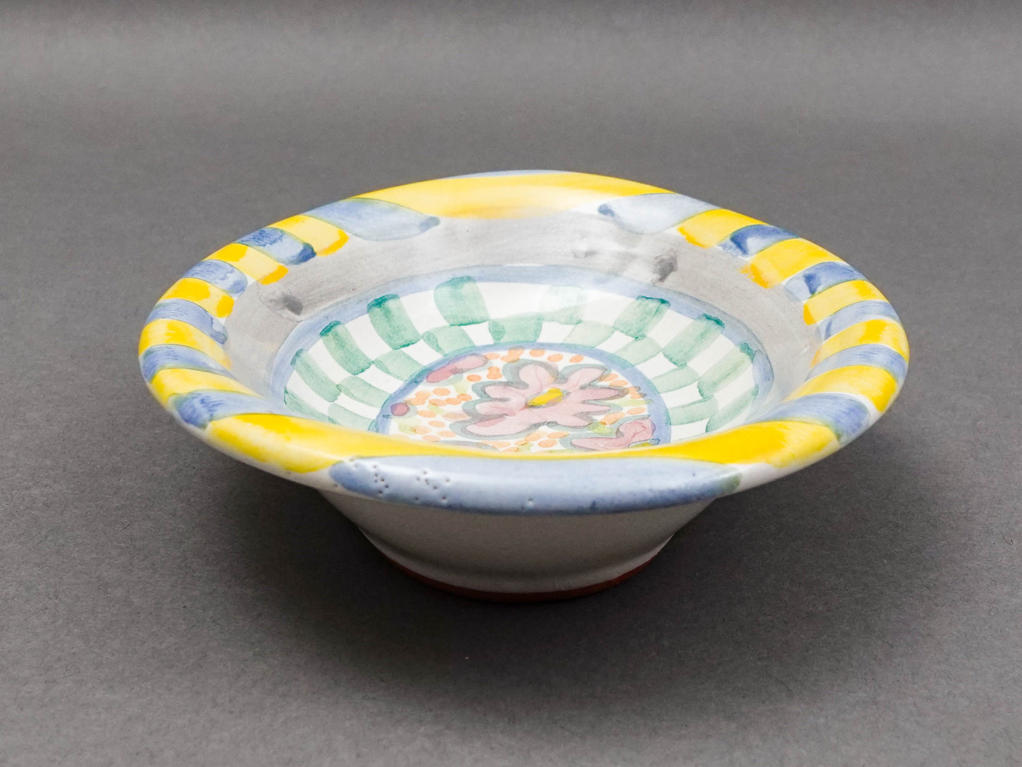 MacKenzie Childs Myrtle Floral Small Oval Trinket Soap Dish 6.25"