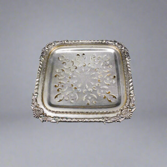 Gorham Sterling Silver Antique 1868 Footed Butter Dish Tray