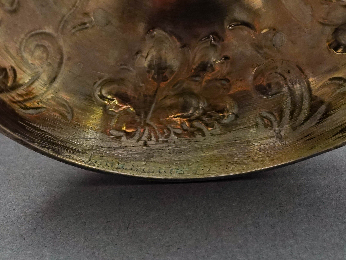 J.E. Caldwell & Co. Antique Sterling Silver Repousse Grape Motif Wine Goblet