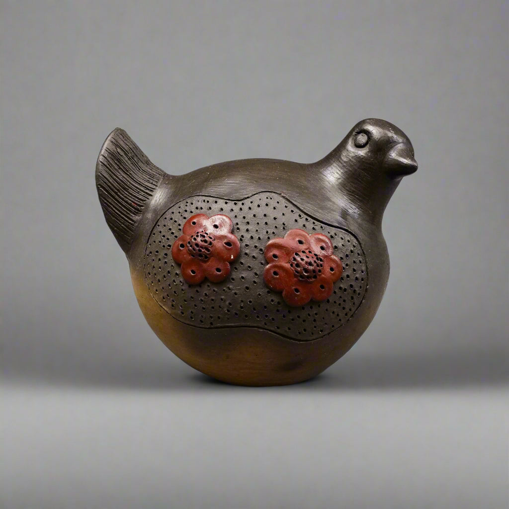 Graciela Quintana Signed Paraguayan Handmade Brown Quail Over All Art Pottery