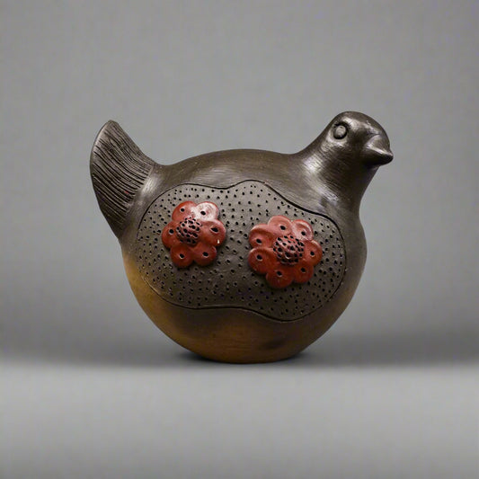 Graciela Quintana Signed Paraguayan Handmade Brown Quail Over All Art Pottery
