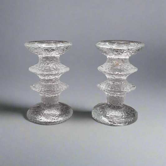 Iittala Finland Timo Sarpaneva Signed MCM Festivo 2 Ring Candle Holder Set of 2