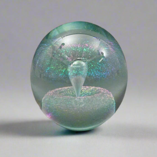 Robert Eickholt 1998 Iridescent Rainbow Dichroic Fountain Art Glass Paperweight