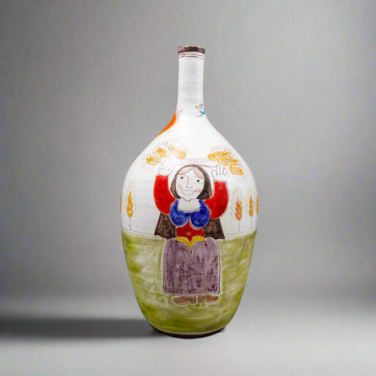Giovanni Desimone Italy Signed Large Vintage Hand Painted Art Pottery Vase 22.5"