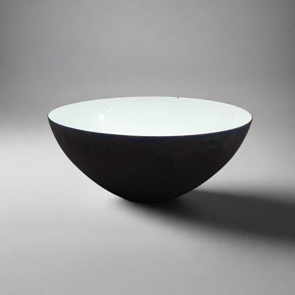 Krenit Denmark Herbert Krenchel Matte Black White Enamel Salad Serving Bowl