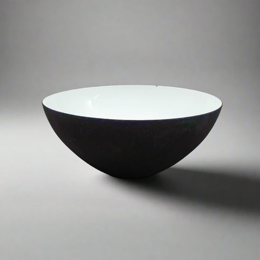 Krenit Denmark Herbert Krenchel Matte Black White Enamel Salad Serving Bowl