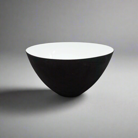 Krenit Denmark Herbert Krenchel Matte Black White Enamel Salad Serving Bowl