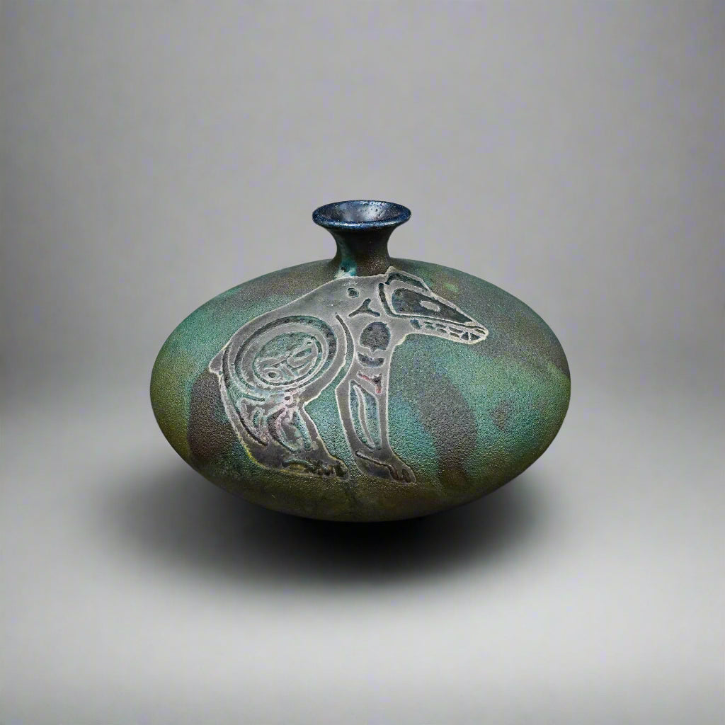 Stephan Roy 1996 Signed Vintage Raku Studio Pottery Vase