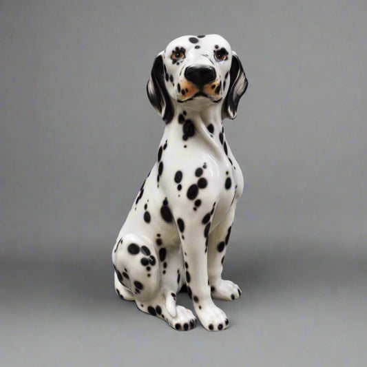 Vintage MCM Italian Glazed Ceramic Pottery Dalmation Dog Sculpture 15 1/2"