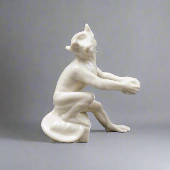 Nymphenburg Germany Rare Antique White Porcelain Monkey Figurine Holding Fruit