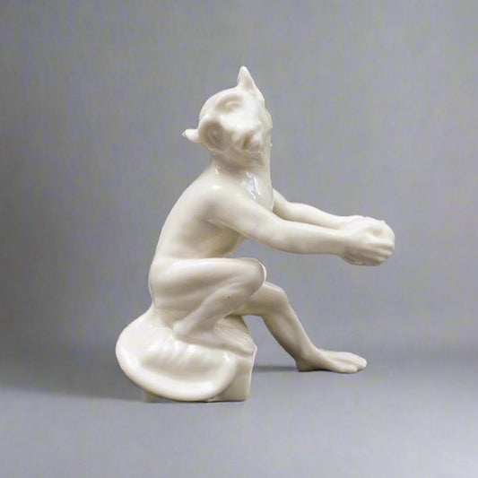 Nymphenburg Germany Rare Antique White Porcelain Monkey Figurine Holding Fruit