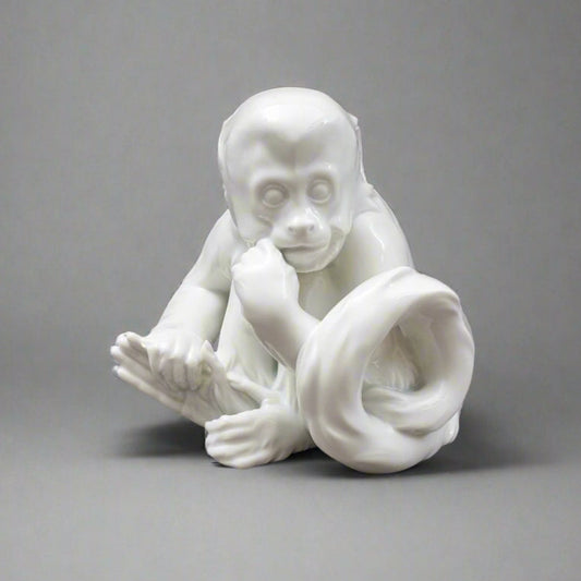 Robert Ullmann Royal Vienna Augarten Wien Austria White Porcelain Sitting Monkey