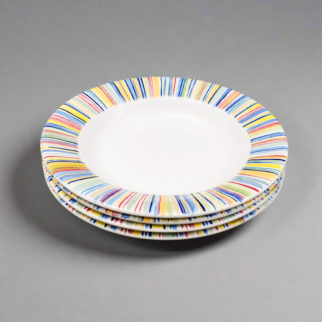 Gien France Colorado Rimmed Soup Bowl Set Of 4