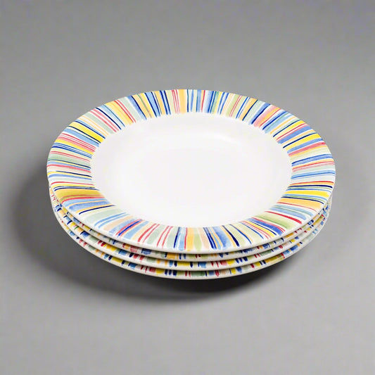 Gien France Colorado Rimmed Soup Bowl Set Of 4