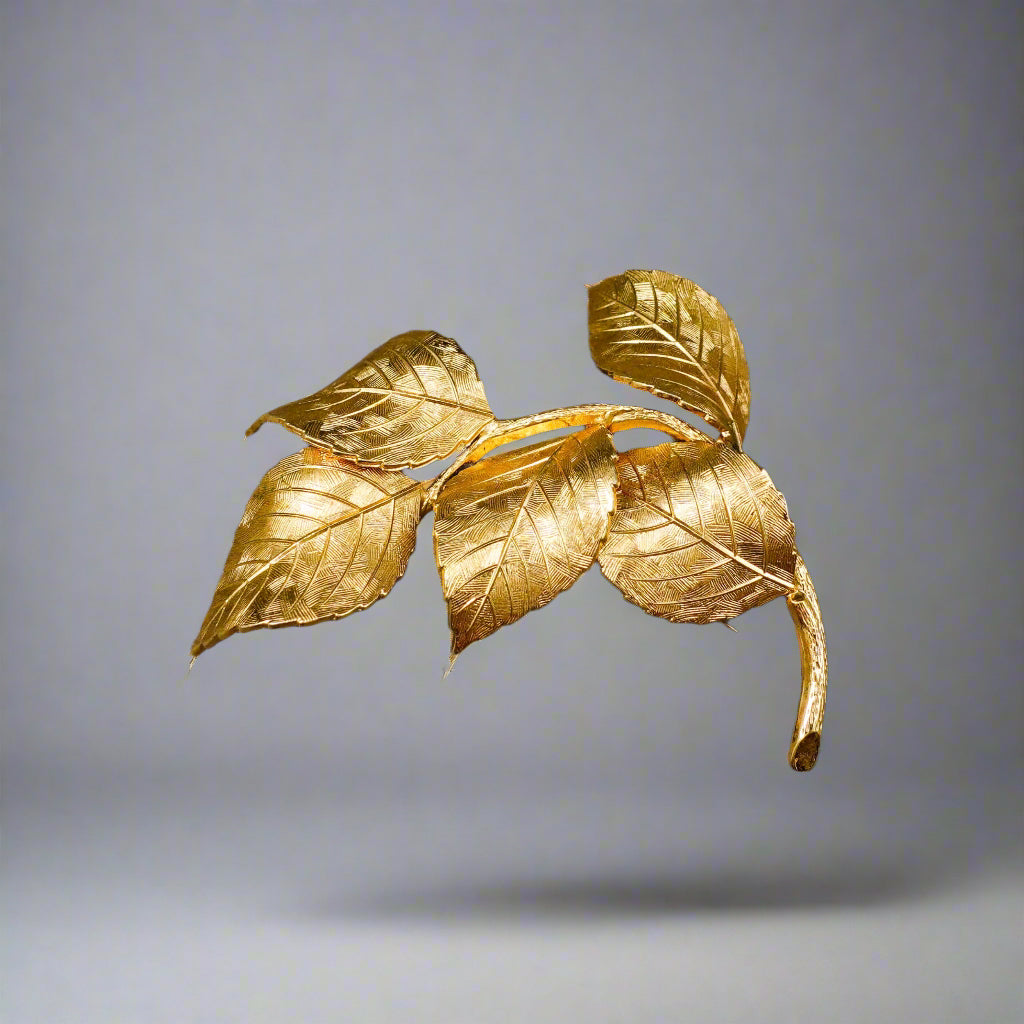 Christian Dior Grosse Germany Signed 1960 Vintage Gold Tone Leaf Brooch Pin