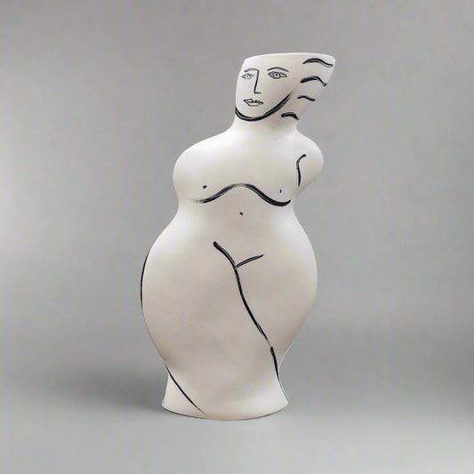Donna Polseno Signed Studio Pottery Large Abstract Female Woman Figure Vase 16"