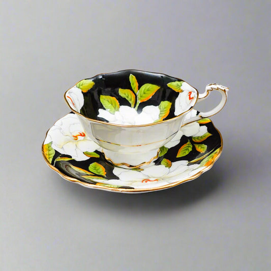 Paragon England To The Bride Gardenia Double Warrant Black Tea Cup & Saucer