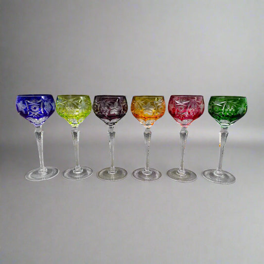 Nachtmann Traube Cut To Clear Crystal 8 1/8" Tall Wine Hock Glasses Set Of 6
