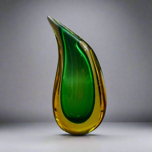 Luigi Onesto Italian Oggetti Murano Sommerso Art Glass Tear Drop Vase 9 5/8"