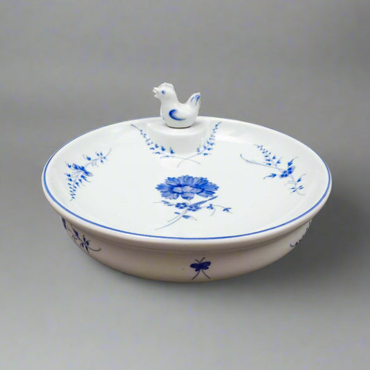 Chantilly Limoges France Rare Blue White Floral Porcelain Warmer Dish Plate Bowl