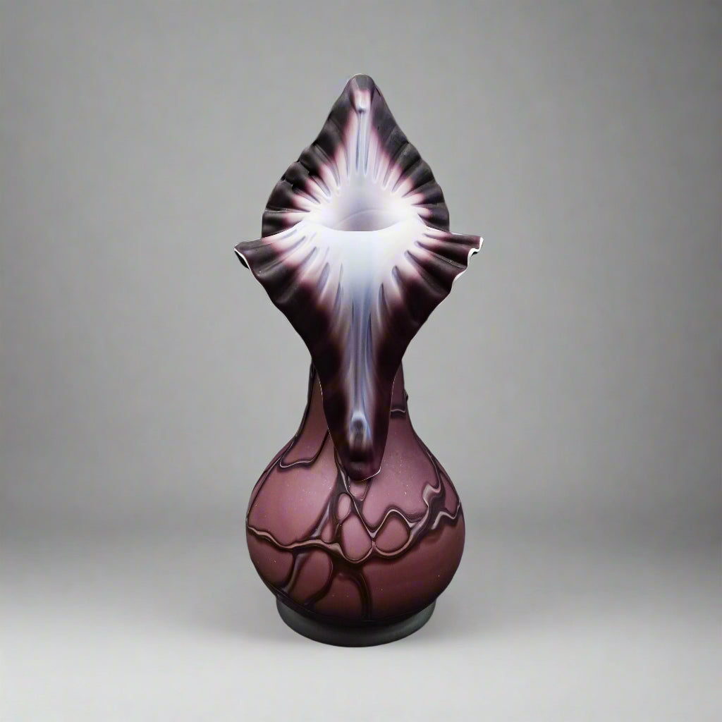 Essie Zareh Signed Russian Baijan Jack In The Pulpit Purple Art Glass Vase 17"