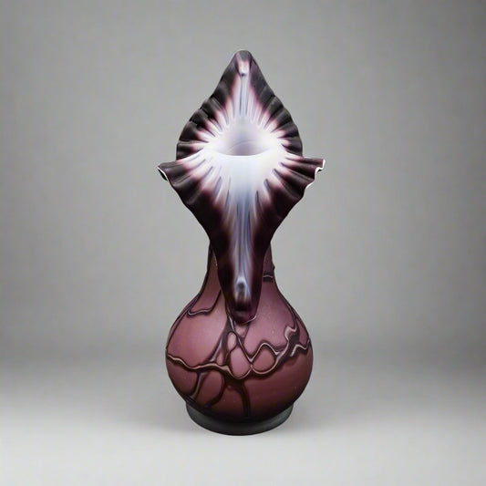 Essie Zareh Signed Russian Baijan Jack In The Pulpit Purple Art Glass Vase 17"