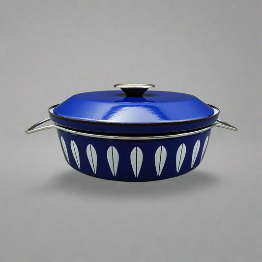 Cathrineholm Norway Blue Lotus Enamelware Chicken Fryer Casserole Dutch Oven