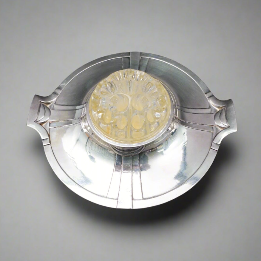 Christofle France Art Nouveau Gallia Silver Plate Flower Frog Dish Tray (Read)