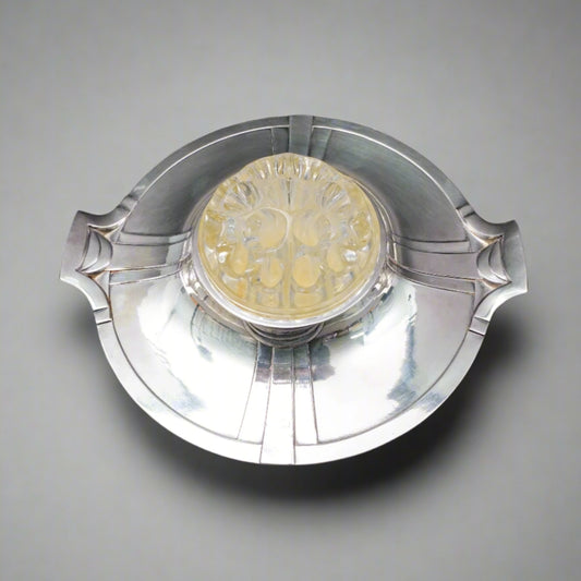 Christofle France Art Nouveau Gallia Silver Plate Flower Frog Dish Tray (Read)