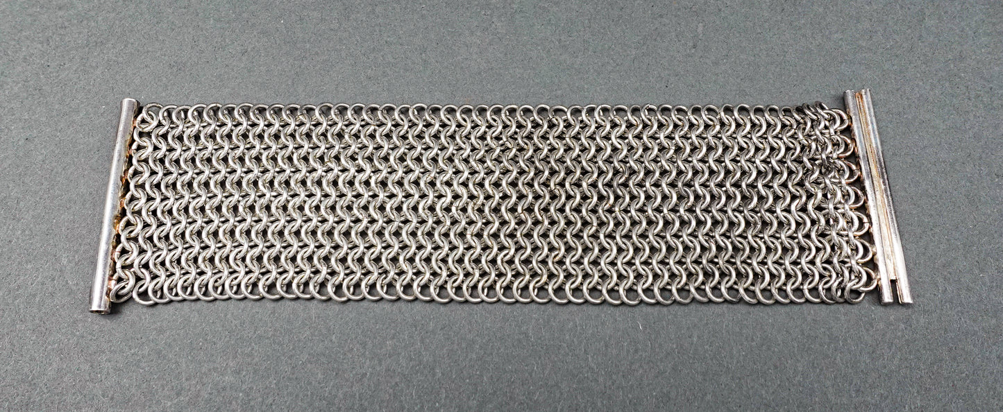 Versani 925 Sterling Silver Vintage Heavy Wide Mesh Chain Bracelet 102.7 Grams